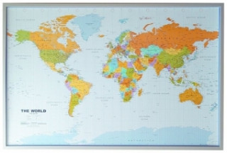 Politische Weltkarte auf Kork-Pinnwand