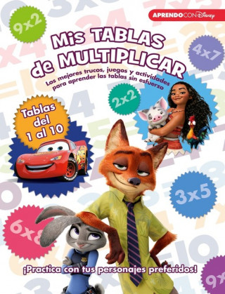 Libro educativo Disney con actividades. Mis tablas de multiplicar