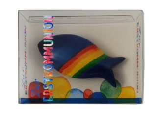 Zur Erstkommunion, Handschmeichler Fisch blau mit Regenbogen