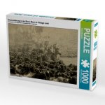 Gnuwanderung in der Masai Mara im Vintage Look (Puzzle)