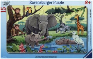 Ravensburger Kinderpuzzle - 06136 Tiere Afrikas - Rahmenpuzzle für Kinder ab 3 Jahren, mit 15 Teilen