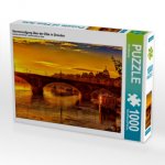 Sonnenaufgang über der Elbe in Dresden (Puzzle)