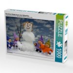 Vier kleine Wichtel bauen eine Schneefrau (Puzzle)
