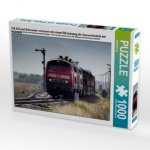 218 376 und Schwester verlassen mit einem DB-Autozug die Ausweichstelle bei Klanxbüll (Puzzle)