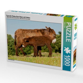 Typvolle Poitou Esel Stute mit Fohlen (Puzzle)