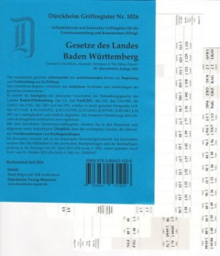 Dürig, Landesgesetze Baden-Württemberg 2016, Griffregister