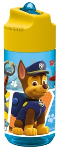 Paw Patrol, transparente Trinkflasche mit integriertem Strohhalm 400 ml