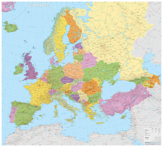 Europe Flat Map Laminated