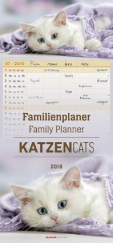 Familienplaner Katzen 2018 - Familientermine / Familientimer (21 x 45) - 5 Spalten - Wandplaner