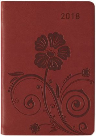 Ladytimer Mini Deluxe Red 2018 - Taschenplaner / Taschenkalender (8 x 11,5) - Tucson Einband - Motivprägung Floral - Weekly - 144 Seiten