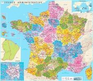France counties and districts wall map laminated