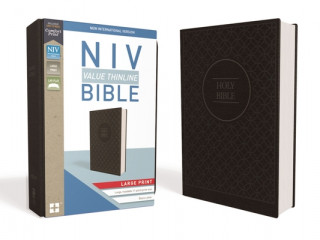 NIV, Value Thinline Bible, Large Print, Imitation Leather, Gray/Black