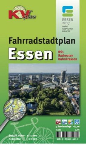 Essen ? Fahrradstadtplan, KVplan, Radkarte/Wanderkarte/Stadtplan, 1:20.000 / 1:10.000