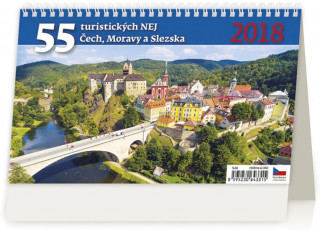 Kalendář stolní 2018 - 55 Turistických nej Čech, Moravy a Slezska