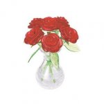 6 rote Rosen in der Vase (Puzzle)