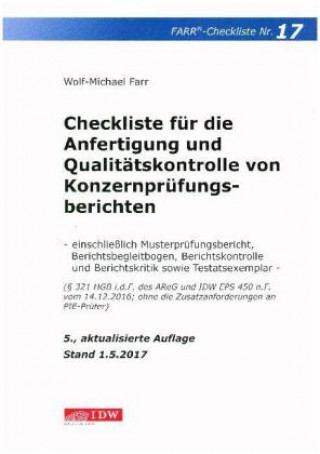 Checkliste 17 für die Anfertigung und Qualitätskontrolle von Konzernprüfungsberichten