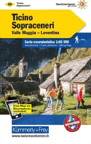 KuF Schweiz Wanderkarte 26 Tessin Sopraceneri Valle Maggia- Leventina 1 : 60 000