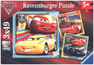 Ravensburger Kinderpuzzle - 08015 Bunte Flitzer - Puzzle für Kinder ab 5 Jahren, Disney Cars Puzzle mit 3x49 Teilen