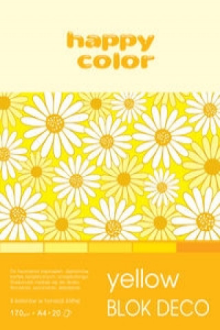 Blok Deco Yellow A4, 5 kolorów tonacja żółta 5 sztuk