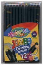 Kredki ołówkowe Colorino okrągłe Jumbo 12 kolorów + temperówka czarne