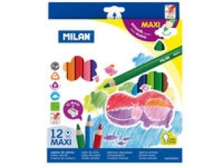 Kolorowe kredki Milan rysunkowe Maxi trójkątne 12 sztuk