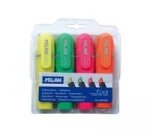Zakreślacz MILAN FLUO płaski zestaw 4 kolory