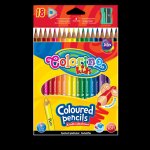 pastelky trojhranné, s ořezávátkem, 18 barev vč. fluožluté