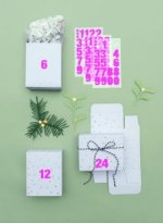 Adventskalender Boxen Weiss/Irisierend, 24 Stück