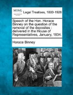 Speech of the Hon. Horace Binney on the Question of the Removal of the Deposites: Delivered in the House of Representatives, January, 1834.