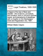 A Digest of the Law of Libel and Slander: The Evidence, Procedure, and Practice, Both in Civil and Criminal Cases, and Precedents of Pleadings, with a