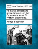 Remarks, Critical and Miscellaneous, on the Commentaries of Sir William Blackstone.
