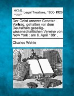 Der Geist Unserer Gesetze: Vortrag, Gehalten VOR Dem Deutschen Gesellig-Wissenschaftlichen Vereine Von New York: Am 6. April 1881.