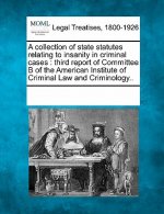 A Collection of State Statutes Relating to Insanity in Criminal Cases: Third Report of Committee B of the American Institute of Criminal Law and Crimi