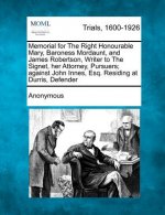 Memorial for the Right Honourable Mary, Baroness Mordaunt, and James Robertson, Writer to the Signet, Her Attorney, - Pursuers; Against John Innes, Es