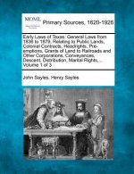 Early Laws of Texas: General Laws from 1836 to 1879, Relating to Public Lands, Colonial Contracts, Headrights, Pre-Emptions, Grants of Land