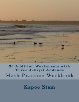 30 Addition Worksheets with Three 4-Digit Addends: Math Practice Workbook