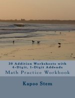 30 Addition Worksheets with 4-Digit, 1-Digit Addends: Math Practice Workbook