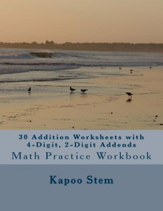 30 Addition Worksheets with 4-Digit, 2-Digit Addends: Math Practice Workbook