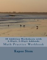 30 Addition Worksheets with 4-Digit, 2-Digit Addends: Math Practice Workbook