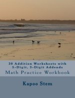 30 Addition Worksheets with 5-Digit, 3-Digit Addends: Math Practice Workbook