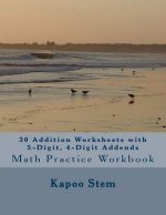 30 Addition Worksheets with 5-Digit, 4-Digit Addends: Math Practice Workbook