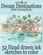 Adult Coloring Books: Dream Destinations - 32 Hand drawn ink sketches to color