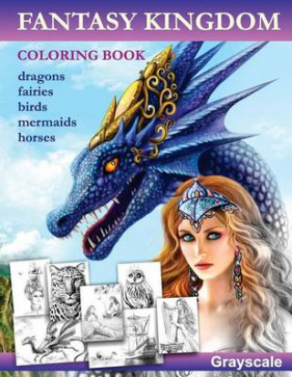 Fantasy Kingdom. Grayscale Adult Coloring Book