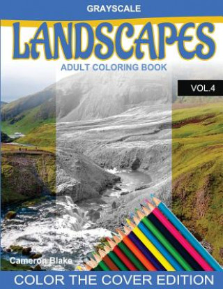 Grayscale LANDSCAPES Adult Coloring Book Vol.4: (Grayscale Coloring Books) (Landscape Coloring Book) (Color the Cover) (Seniors & Beginners)