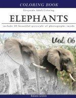 Elephants Wild Safari: Animal Gray Scale Photo Adult Coloring Book, Mind Relaxation Stress Relief Coloring Book Vol6: Series of coloring book