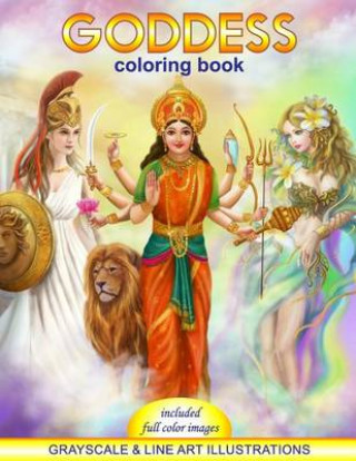 Goddess Coloring Book. Grayscale & line art illustrations