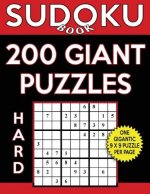 Sudoku Book 200 Hard Giant Puzzles: Sudoku Puzzle Book With One Gigantic Puzzle Per Page, One Level of Difficulty