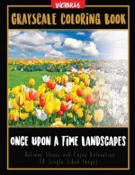 Once Upon A Time Landscapes: Grayscale Coloring Book Relieve Stress and Enjoy Relaxation 24 Single Sided Images