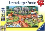 Ravensburger Kinderpuzzle - 07813 Ein Tag im Zoo - Puzzle für Kinder ab 4 Jahren, mit 2x24 Teilen