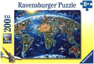 Ravensburger Kinderpuzzle - 12722 Große, weite Welt - Puzzle-Weltkarte für Kinder ab 8 Jahren, mit 200 Teilen im XXL-Format